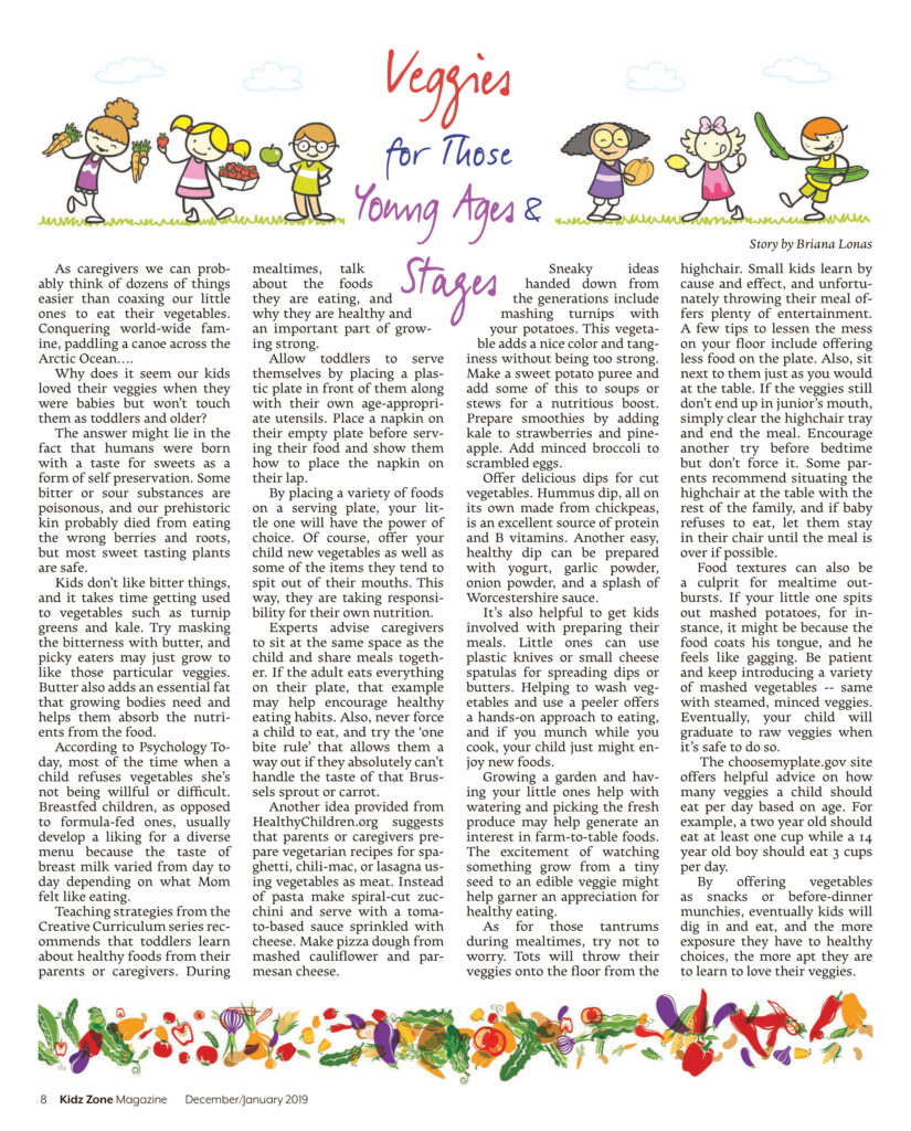 Veggies for Those Young Ages & Stages Article; Click to Read