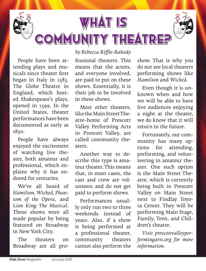 Community Theatre Article; Click to Read