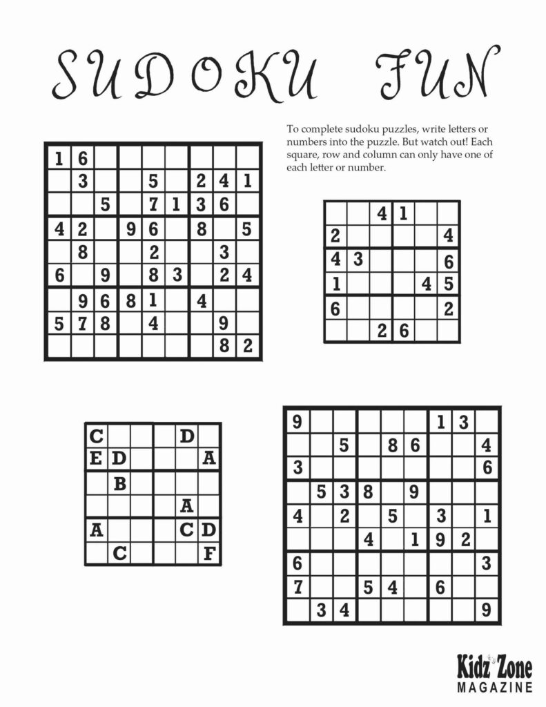 Activity Sheet Sudoku Fun